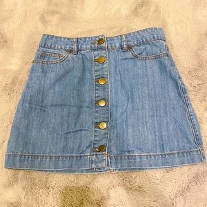 Denim front button skirt